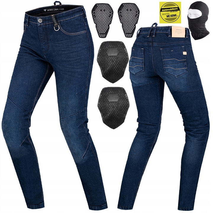 SPODNIE MOTOCYKLOWE | SHIMA DEVON | DAMSKIE JEANSY + OCHRANIACZE + GRATIS
