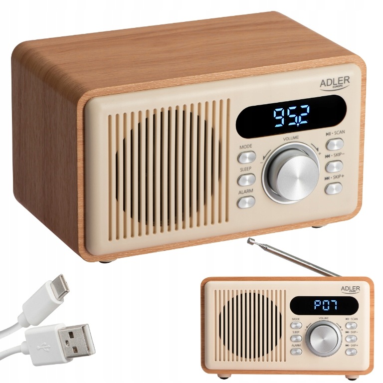 Radiobudík Radio Adler AD1923 Retro Bluetooth Fm rádio MP3 Usb Tf Usb-c