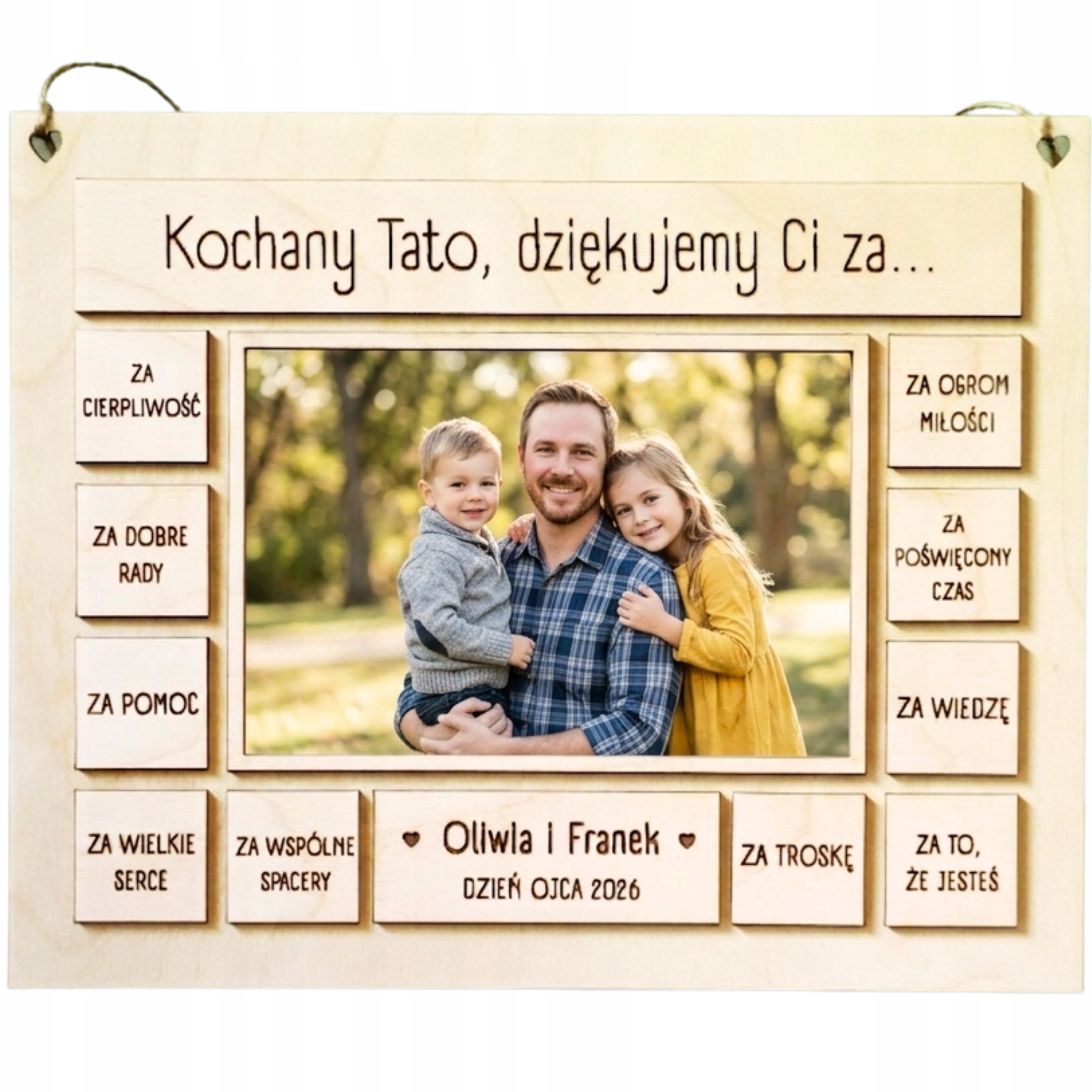 Na Dzień Ojca Ramka Dla Taty Podziękowania Drewniana Ramka Premium