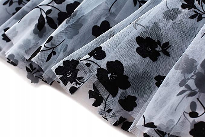 TIULOWA półdługa SPÓDNICA SZYFON KROPKI Niebieski Model 2023