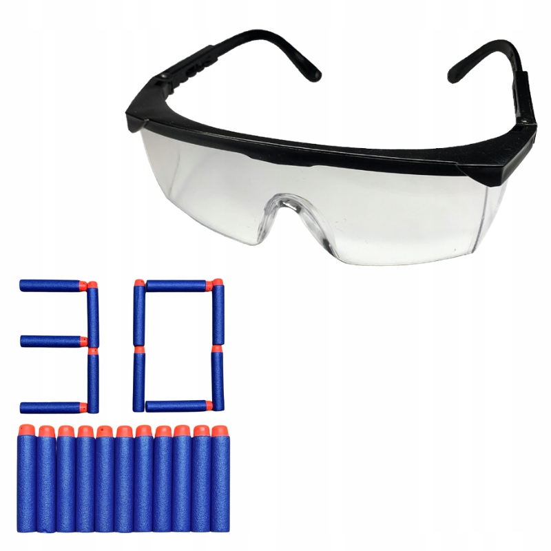 OKULARY OCHRONNE DO NERF + 30SZT STRZAŁEK ZESTAW