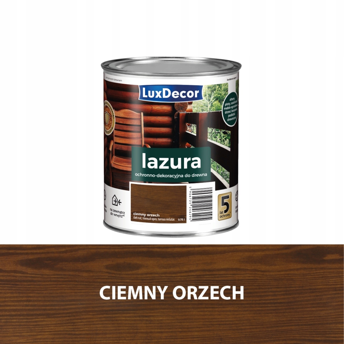 Luxdecor Lazura Do Drewna 4,5L Orzech Ciemny
