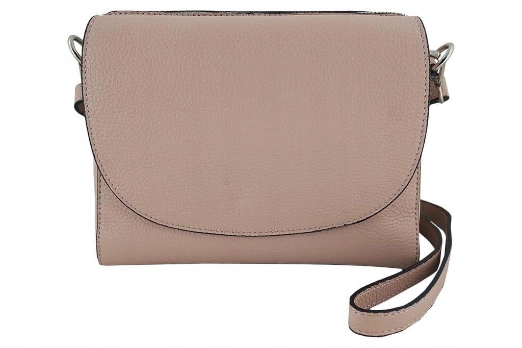 Dámská kabelka přes rameno z přírodní kůže růžová pudrová