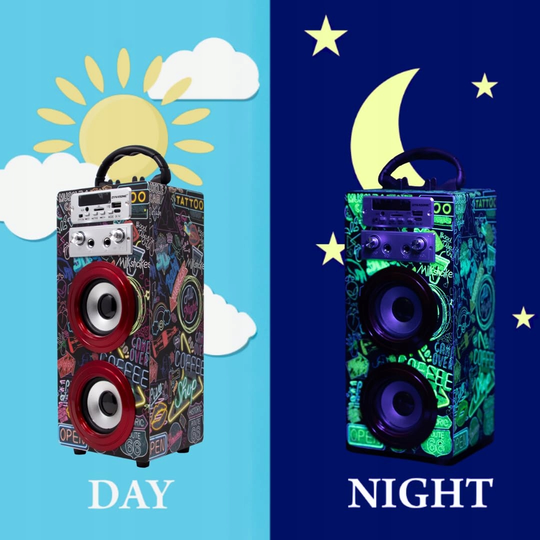 DYNASONIC Karaoke Dla Dzieci Z Mikrofonami Bluetooth USB SD Lampa — miniatura 6