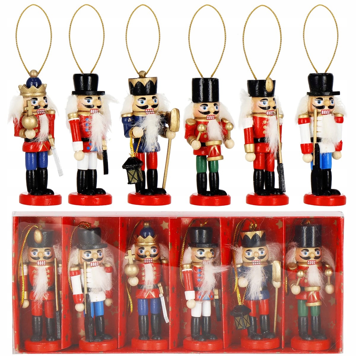 ZAWIESZKA DZIADEK DO ORZECHÓW NA CHOINKĘ ZESTAW x6