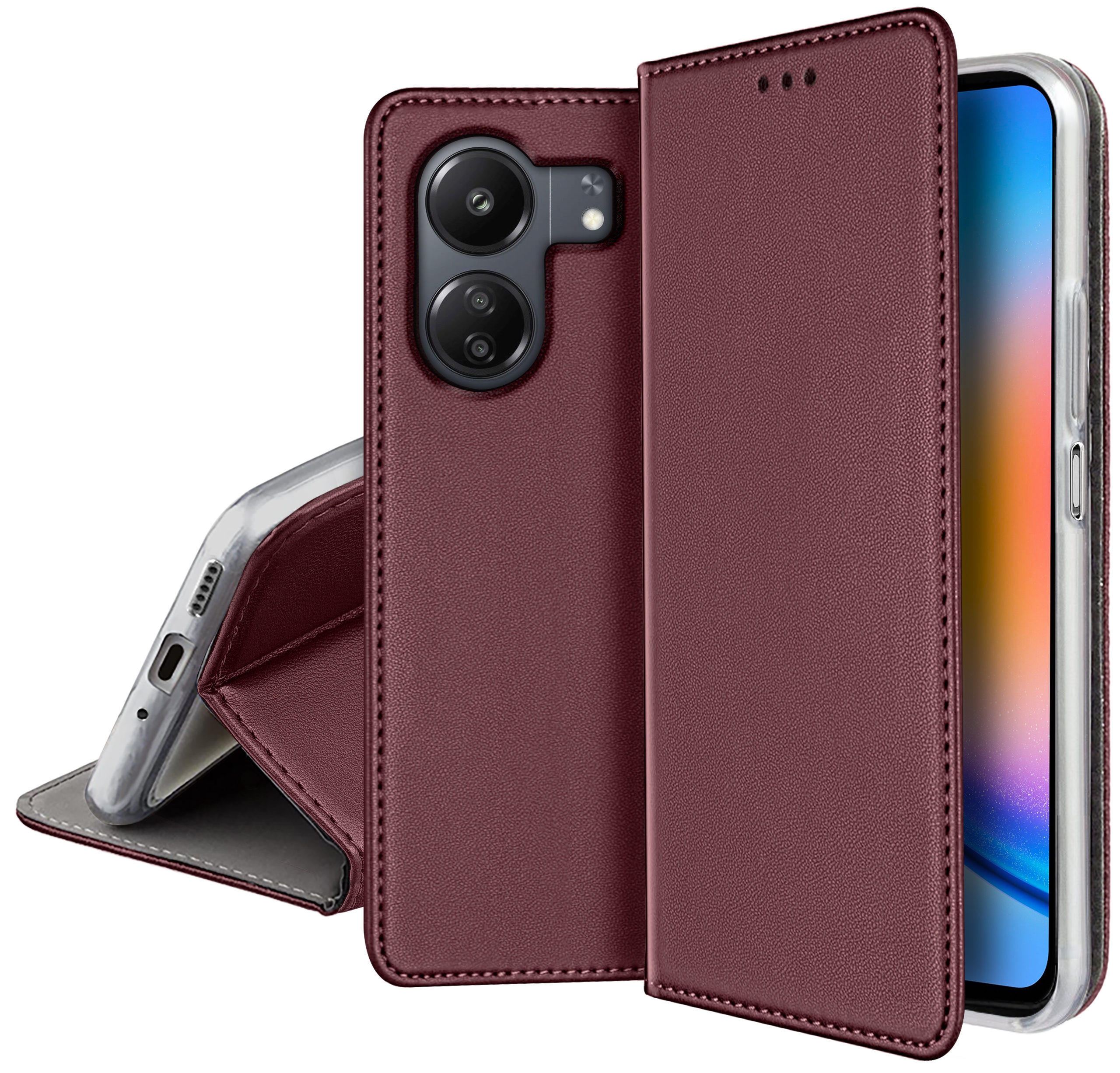 ETUI SKÓRZANE do XIAOMI REDMI 13C|POCO C65 MAGNETYCZNE CASE TOKRA SZKŁO 9H