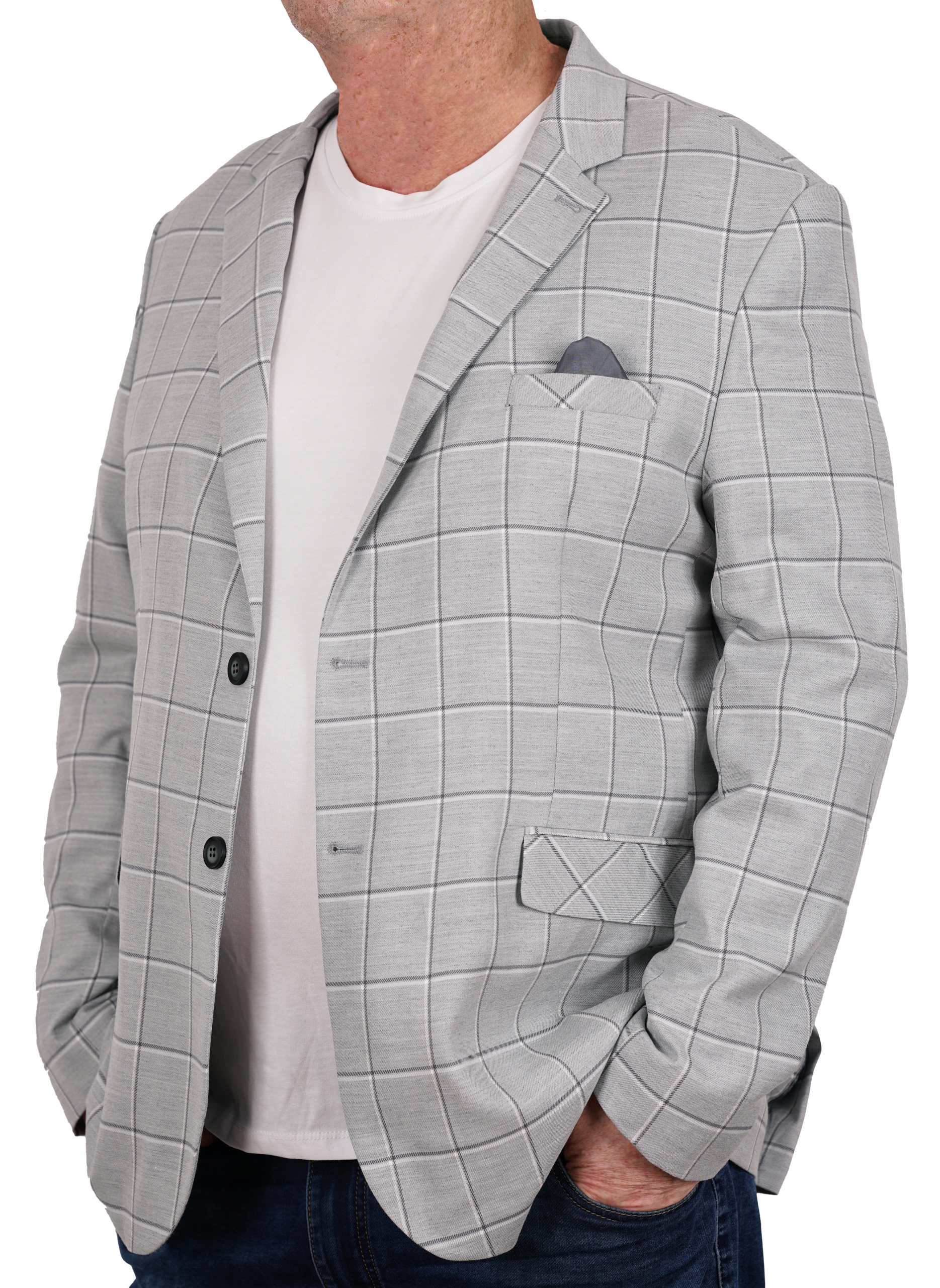 MARYNARKA MĘSKA W KRATĘ WIZYTOWA CASUAL DUŻA 70