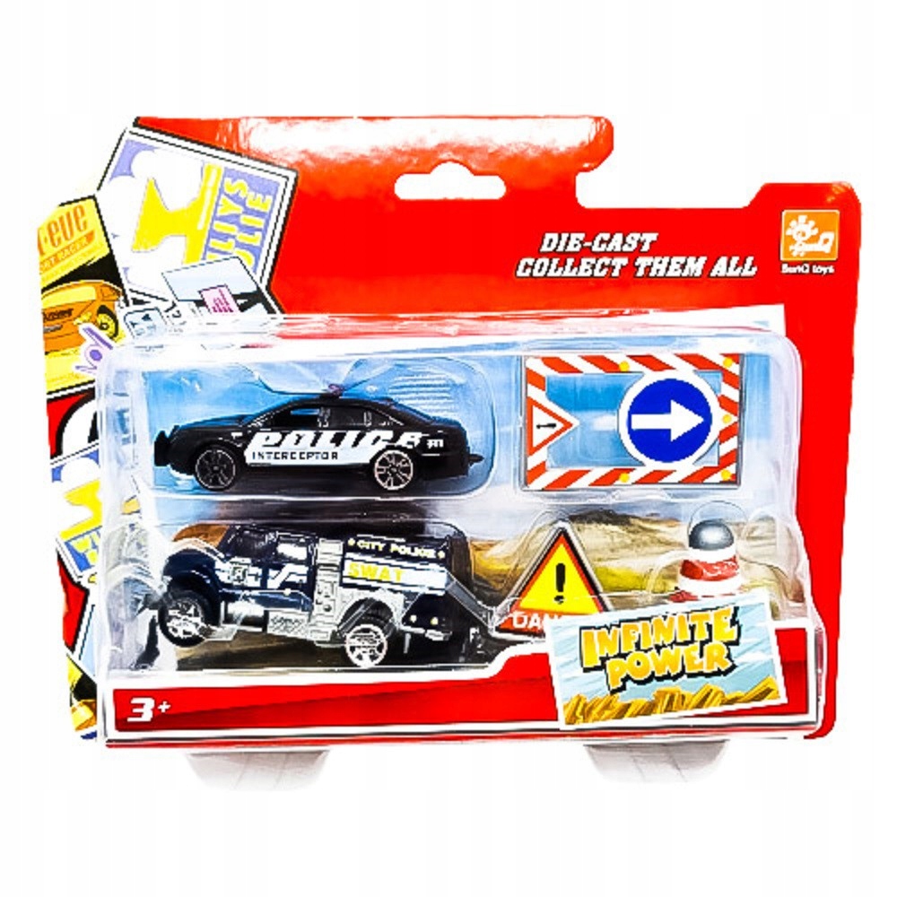 POJAZDY METALOWE "POLICE + ZNAKI" - 2 sz