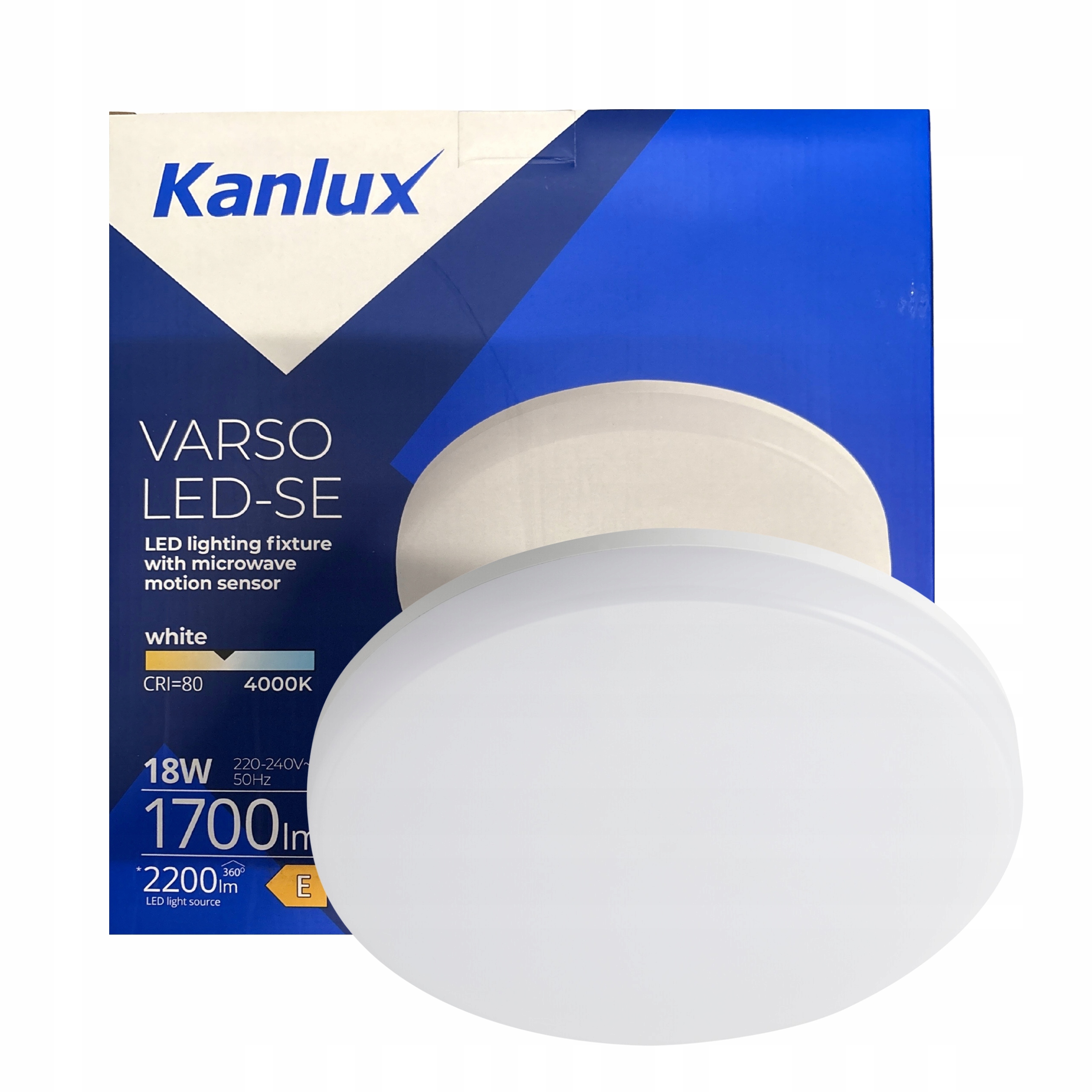 Kanlux plafon okrągły Varso Led 18W-NW-O-SE z czujnikiem 4000K 1700lm 28cm