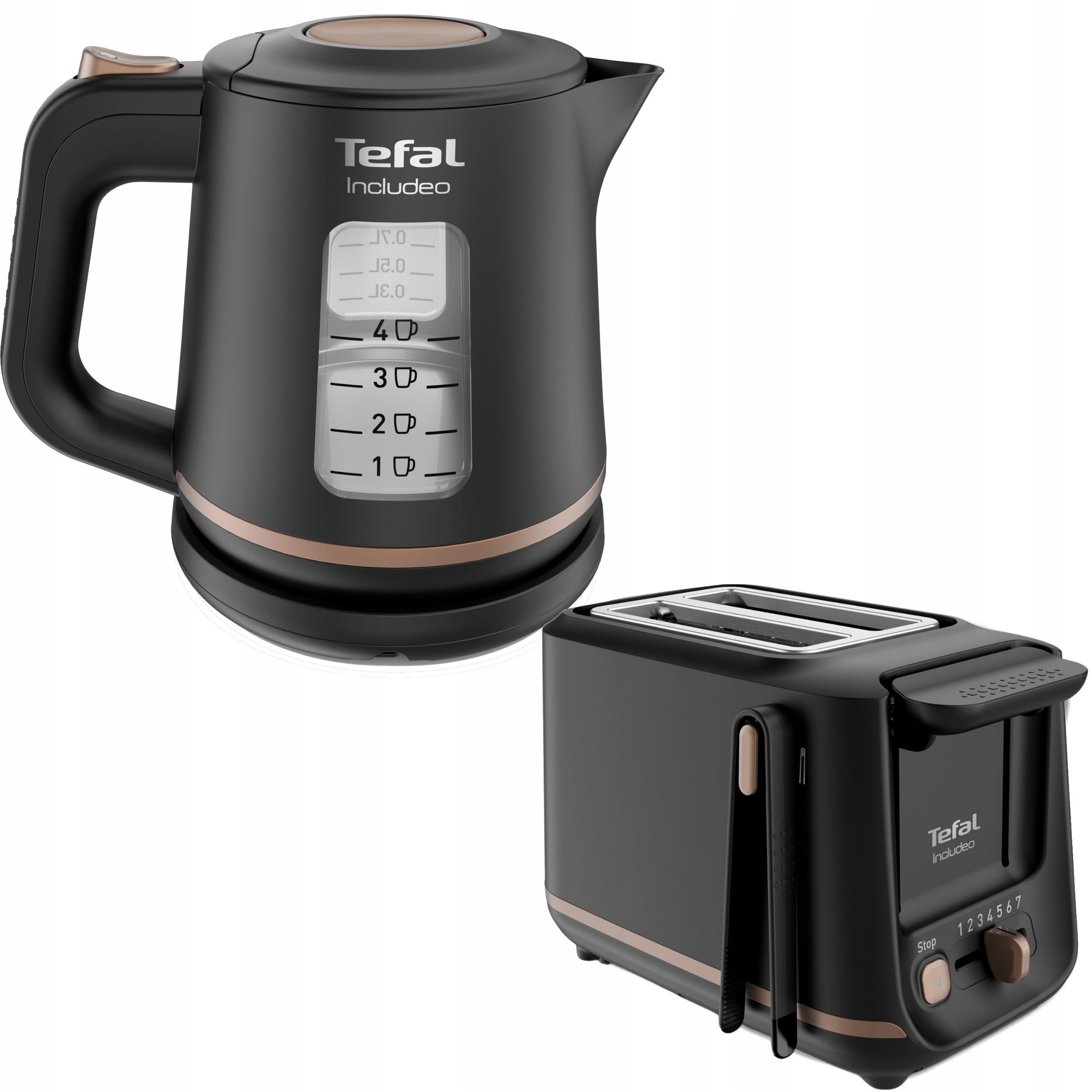 Zestaw czajnik elektryczny 1L 2400W toster 7 poziomów 850W Tefal Includeo