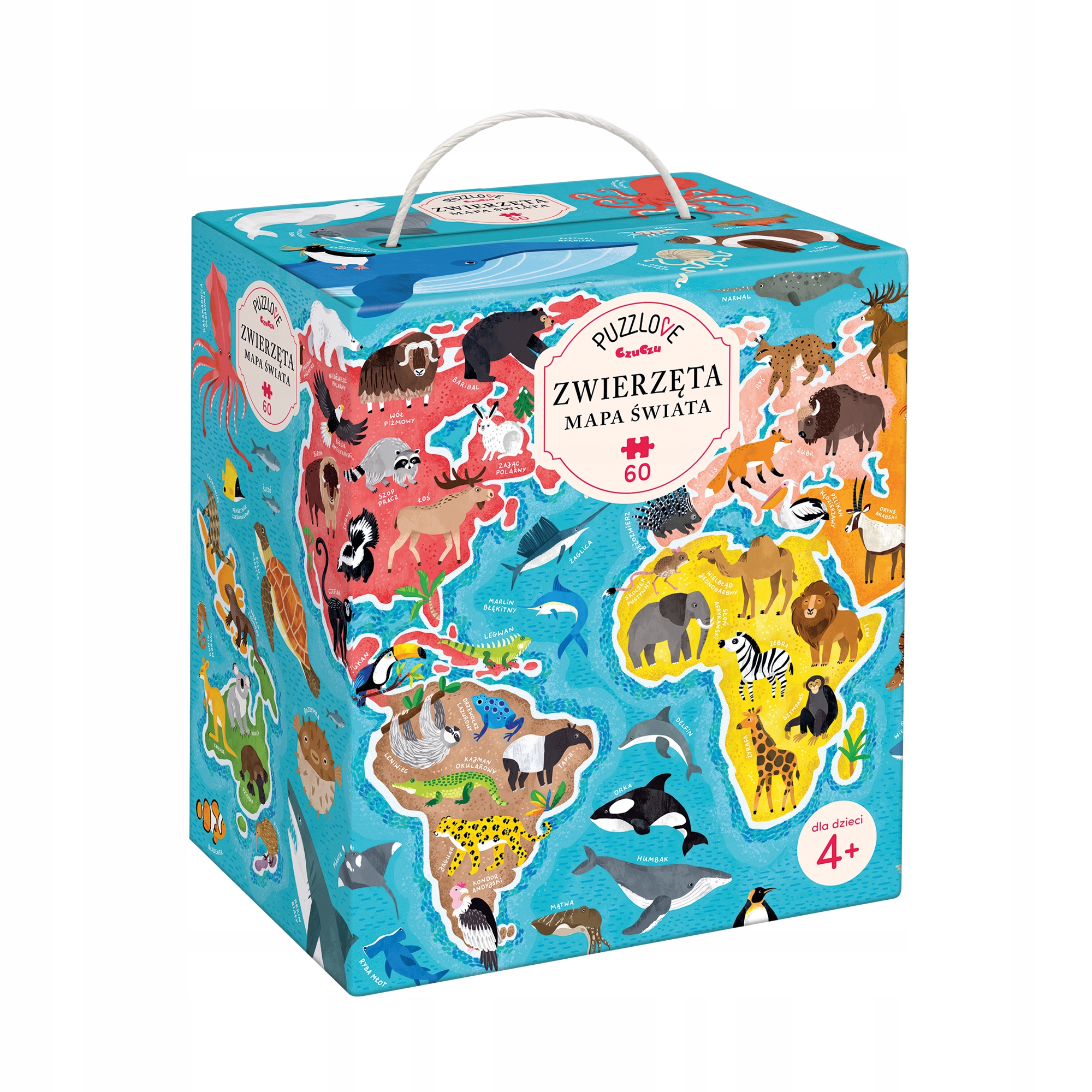 

Puzzlove CzuCzu Zwierzęta Mapa Świata 60 el. 4+