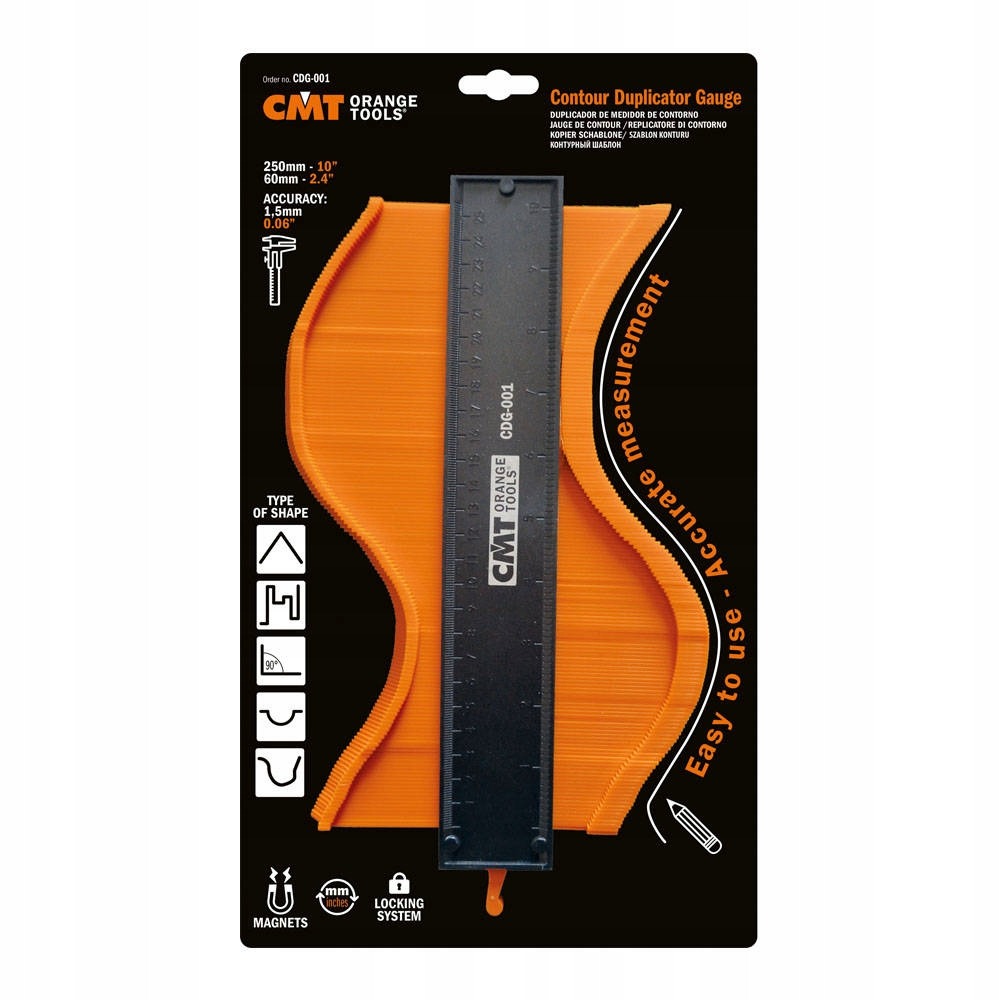 Cmt CDG-001 Šablona pro tvary/obrysy Vzorník s magnety L=250 mm