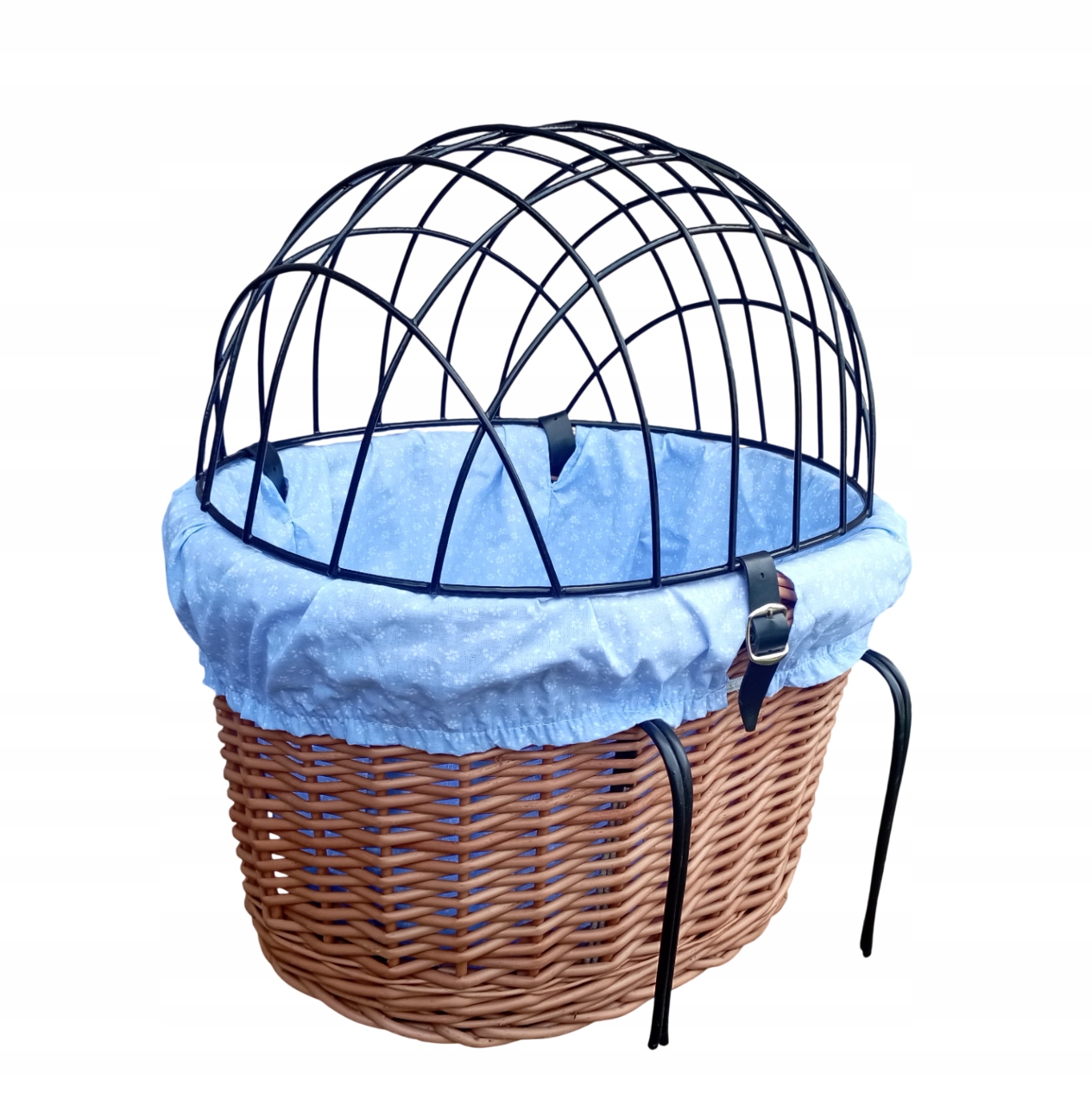 Koszyk wiklinowy na Rower z obszyciem i poduszką Transporter dla Psa do10kg