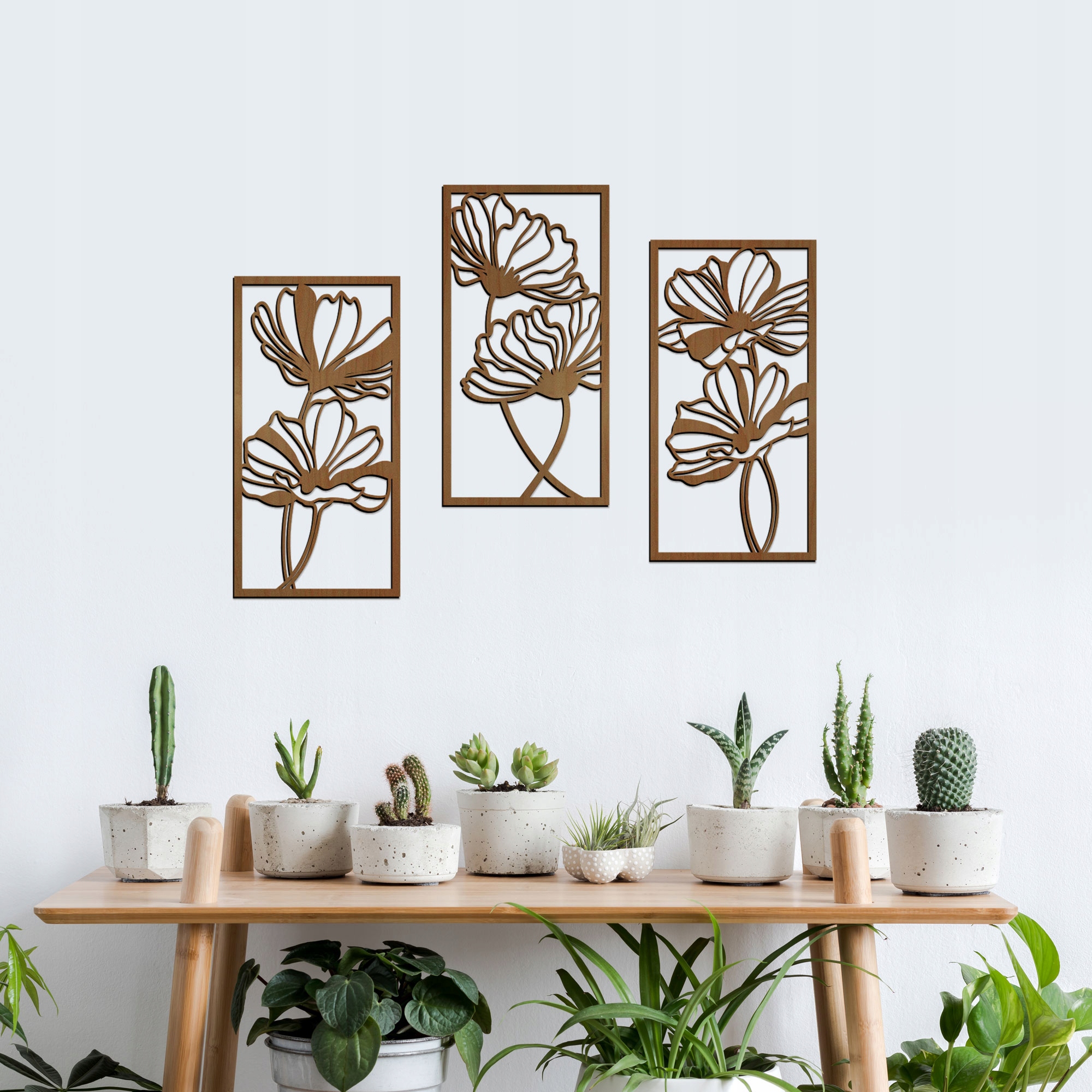 Duże Panele Dekoracyjne, Ażurowe Tryptyk KWIATY Marka Missing Decor