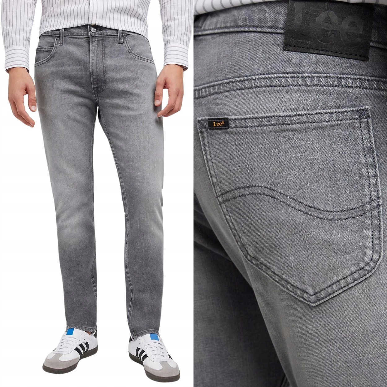Lee Rider slim Worn In Mid Grey přiléhavé šedé džínové kalhoty W33 L34