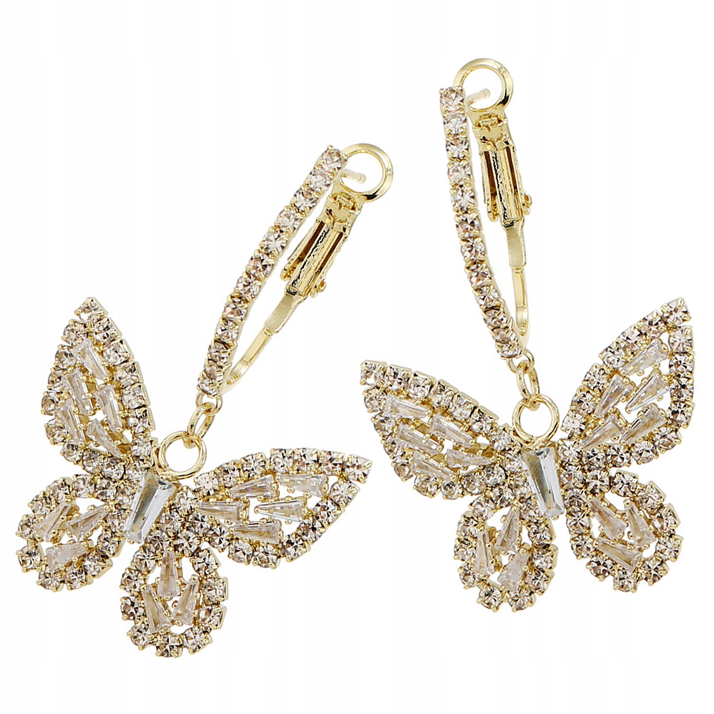 KOLCZYKI ŚLUBNE KROPLE MOTYL KOŁA Z DIAMENTÓW METALOWYCH Marka bez marki