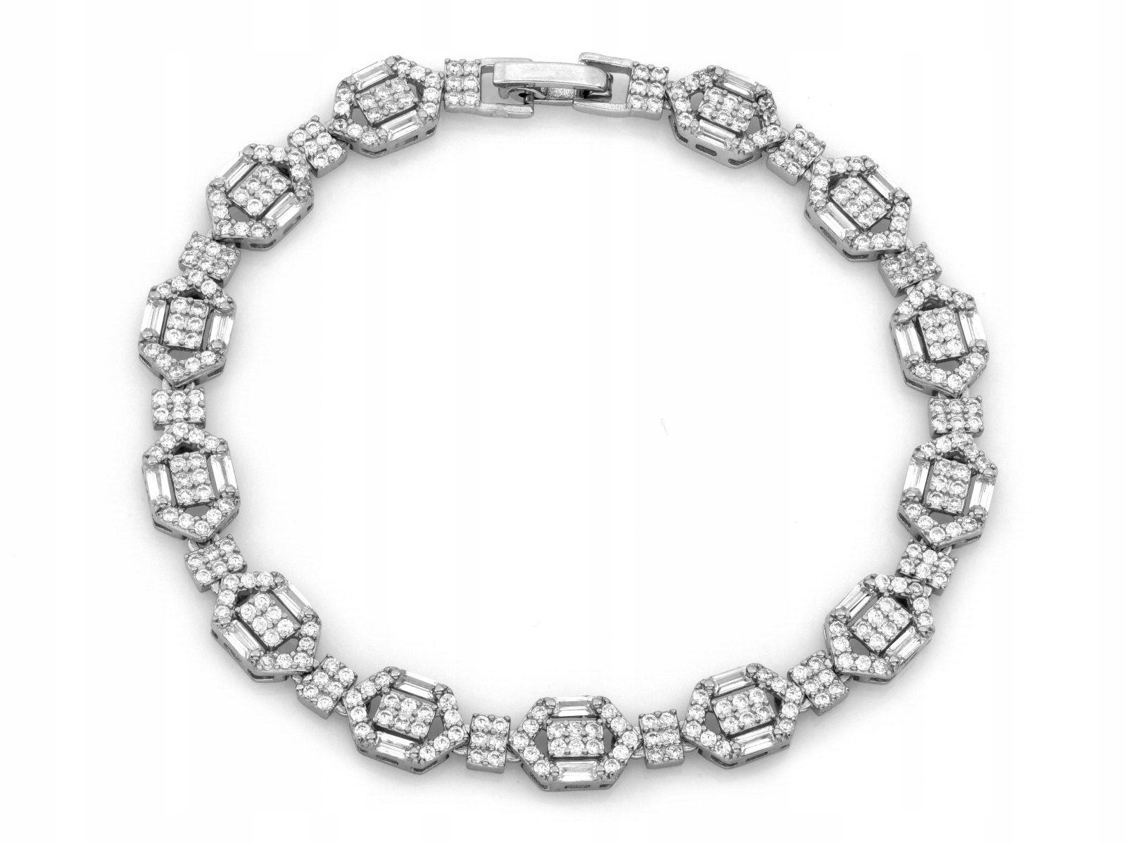 Stříbrný dámský náramek 925 Geometrický s módními zirkony