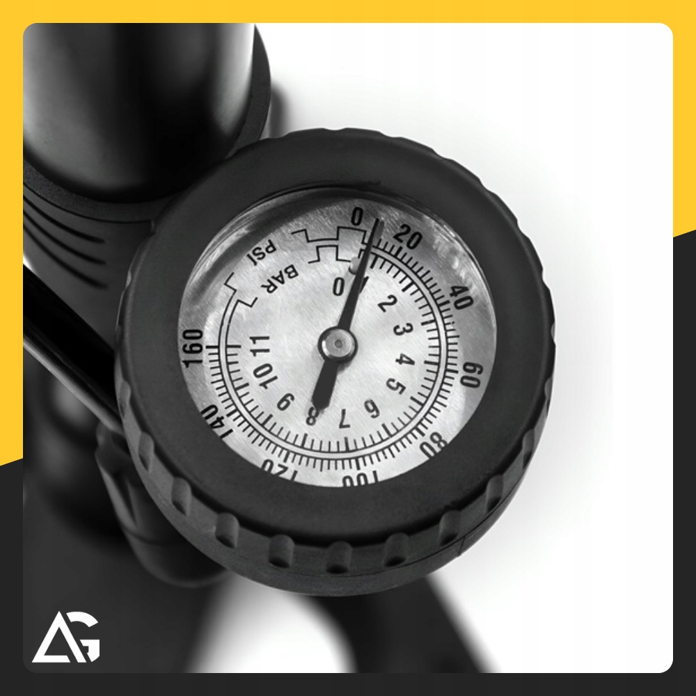 POMPKA ROWEROWA Z MANOMETREM RĘCZNA DO ROWERU PIŁEK SAMOCHODOWA PODŁOGOWA Kolor czarny