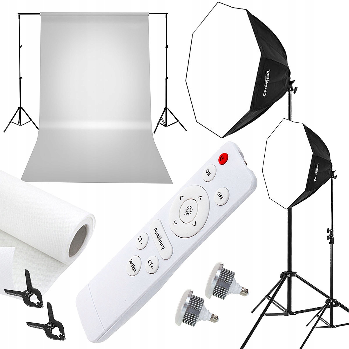 Zestaw z tłem BaseLStudio 2x octa 90cm 85W LED
