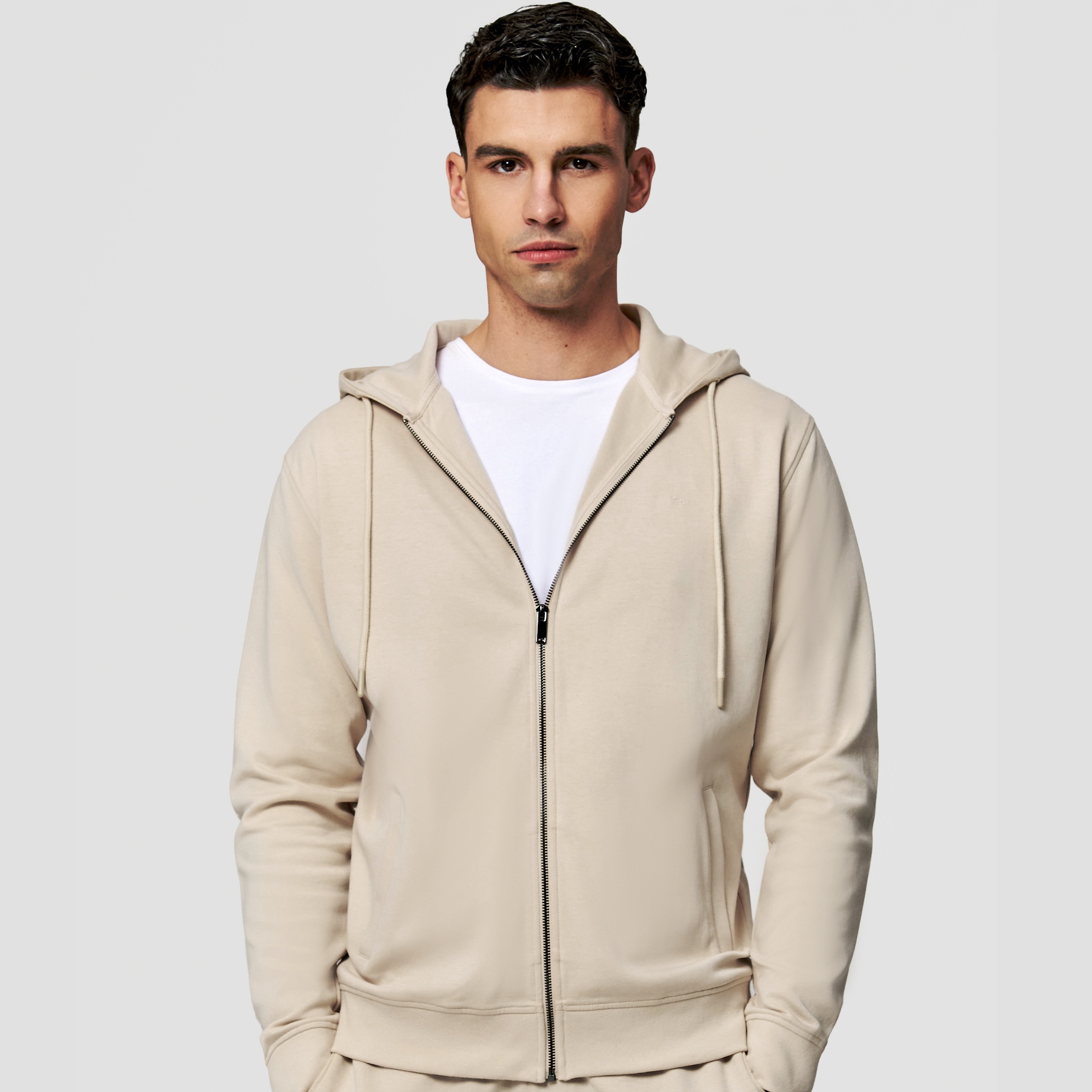 Béžová rozepínací mikina tepláková mikina s kapucí Pako Lorente vel