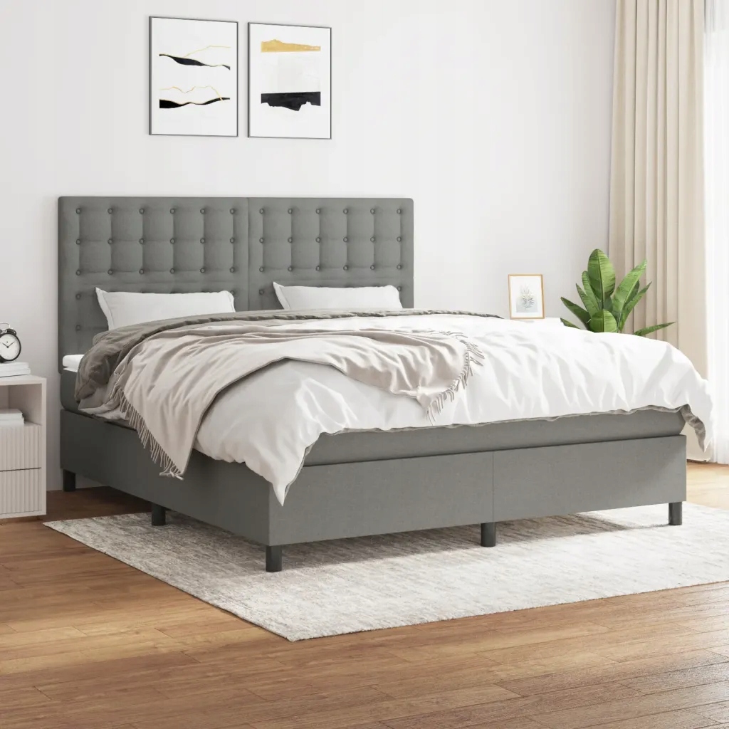 Box spring postel s matrací tmavě šedá 160x200 cm textil Šedá 3142106