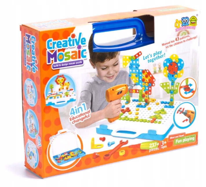 WKRĘTARKA DLA DZIECI PUZZLE KLOCKI EDUKACYJNE 237 Wysokość produktu 24.5 cm