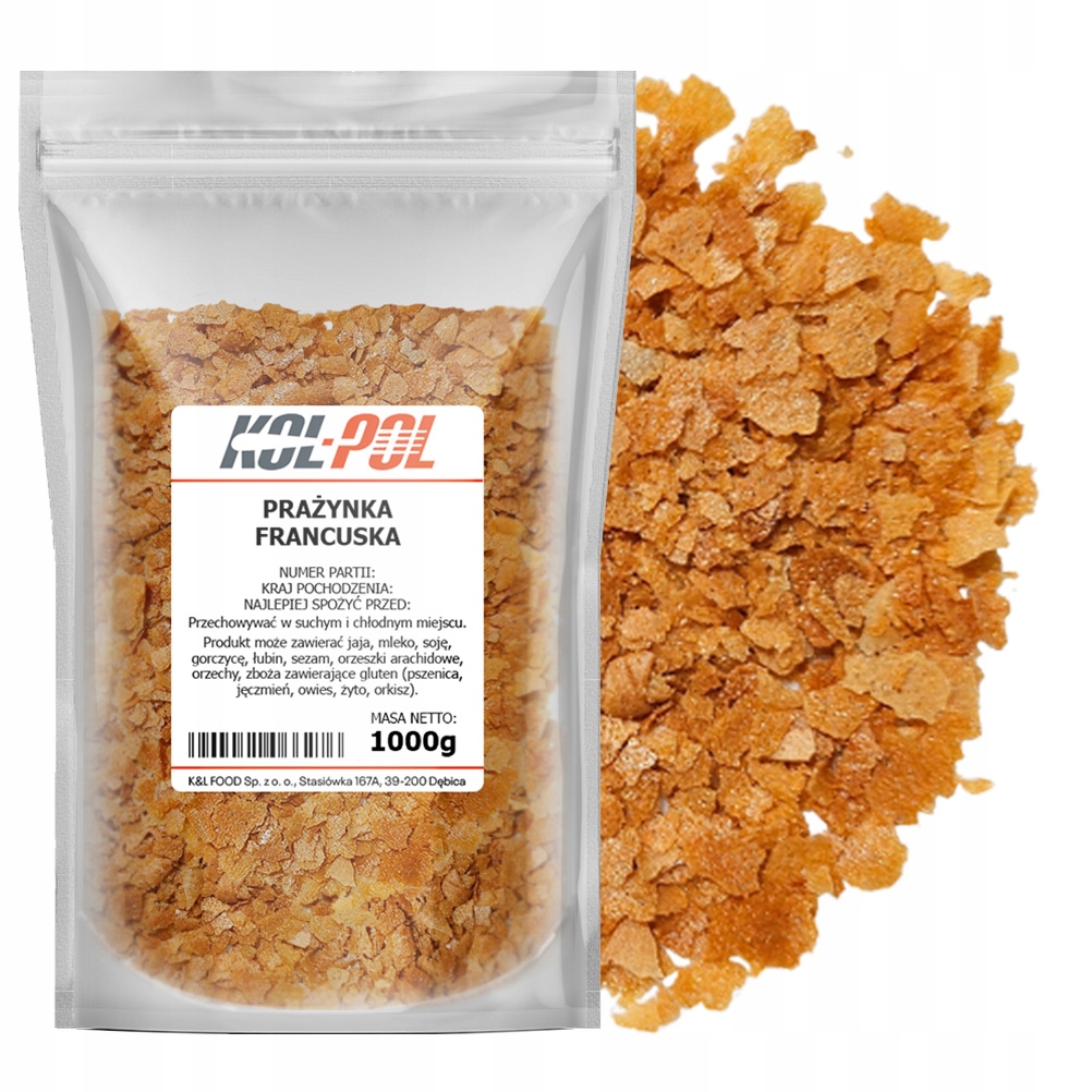 Prażynki Francuskie 1kg Chrupiące posypka Francuska do deserów Kol-Pol