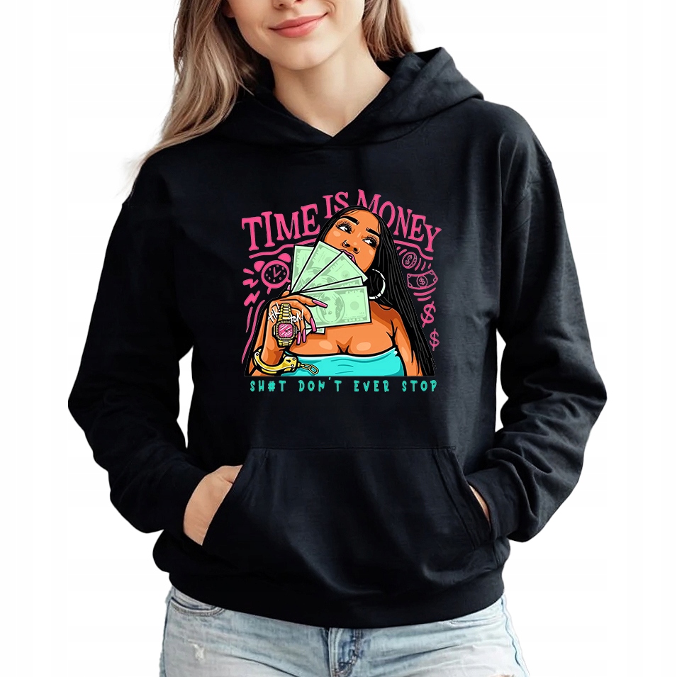 Čas Jsou Peníze s kapucí Mikina Trendový styl Dárek velikost S