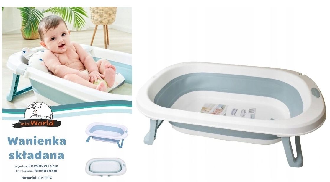 Wanienka Silikonowa Składana do Kąpieli Niebieska