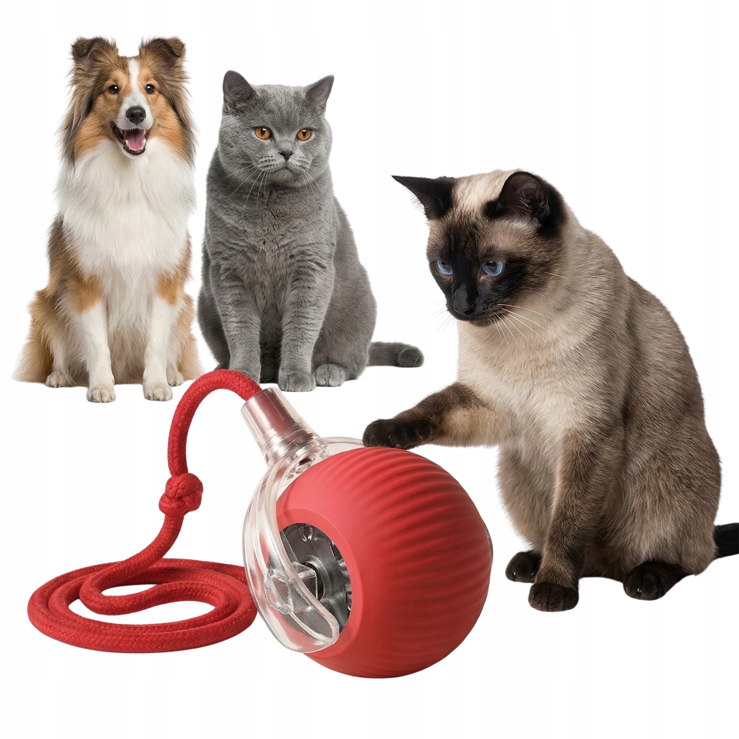 INTERAKTYWNA PIŁKA DLA KOTA ZABAWKA CZERWONA Ruchoma WIBRACJE 360HIT TREND!