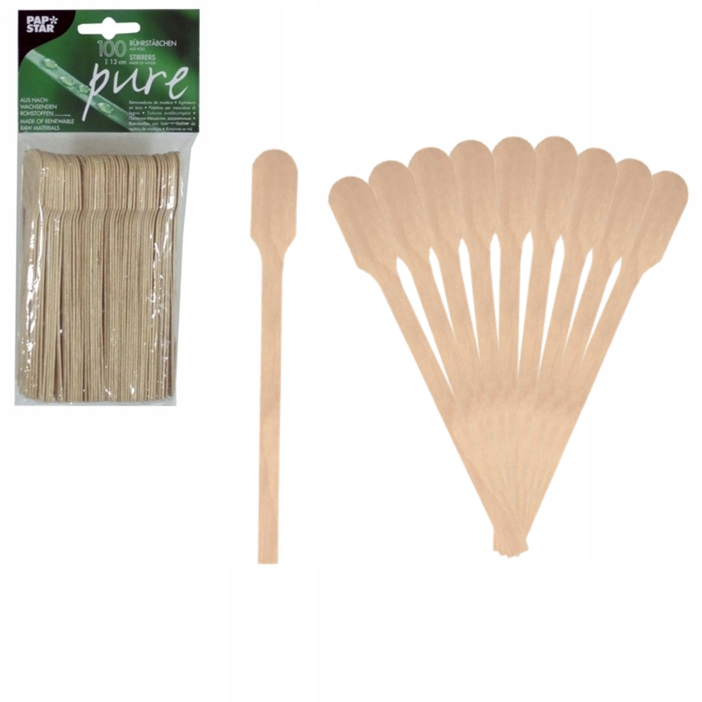 

Mieszadełka drewniane sztućce 13cm 100 sztuk Eko