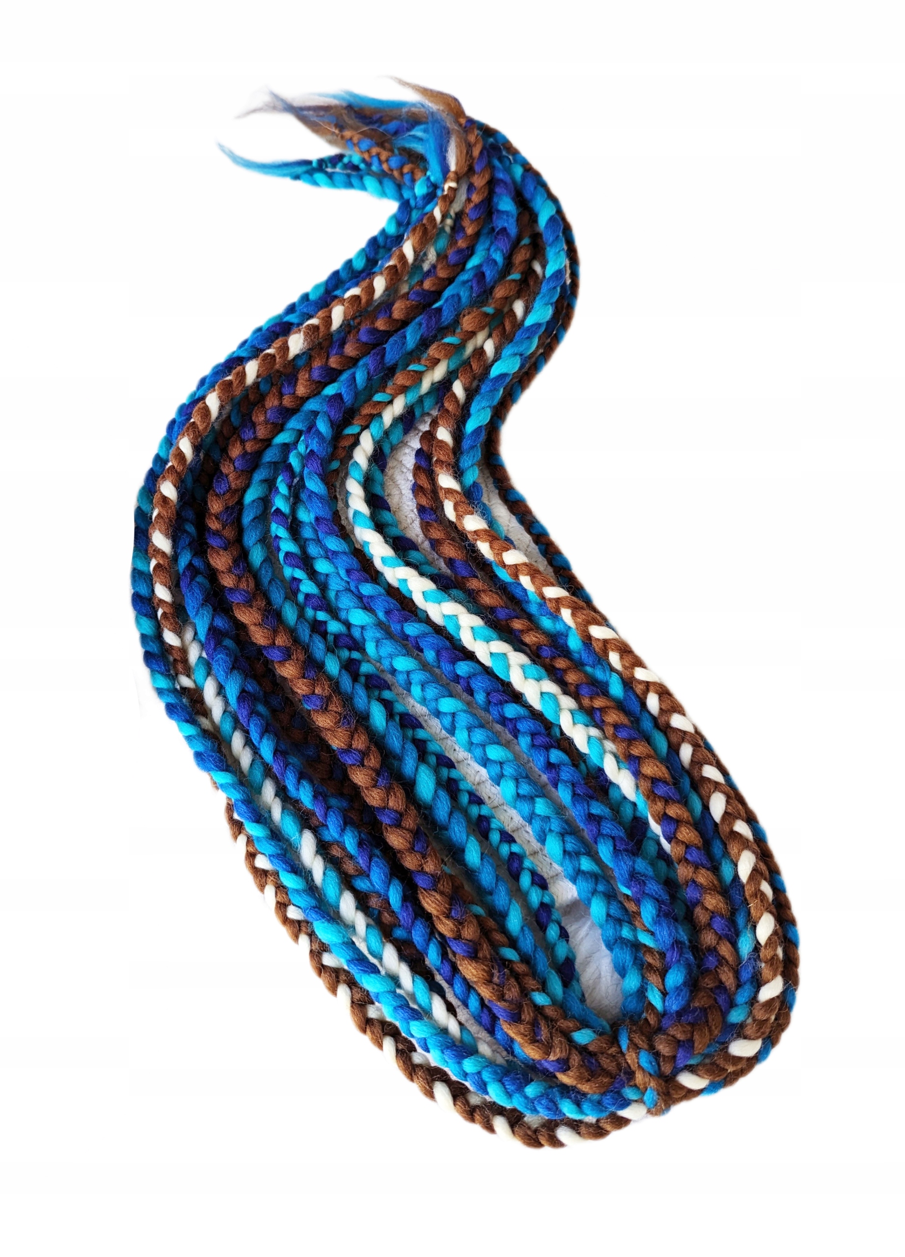 Vlněné copánky, modré blond hnědé, Mořská Bryza, 10 kusů