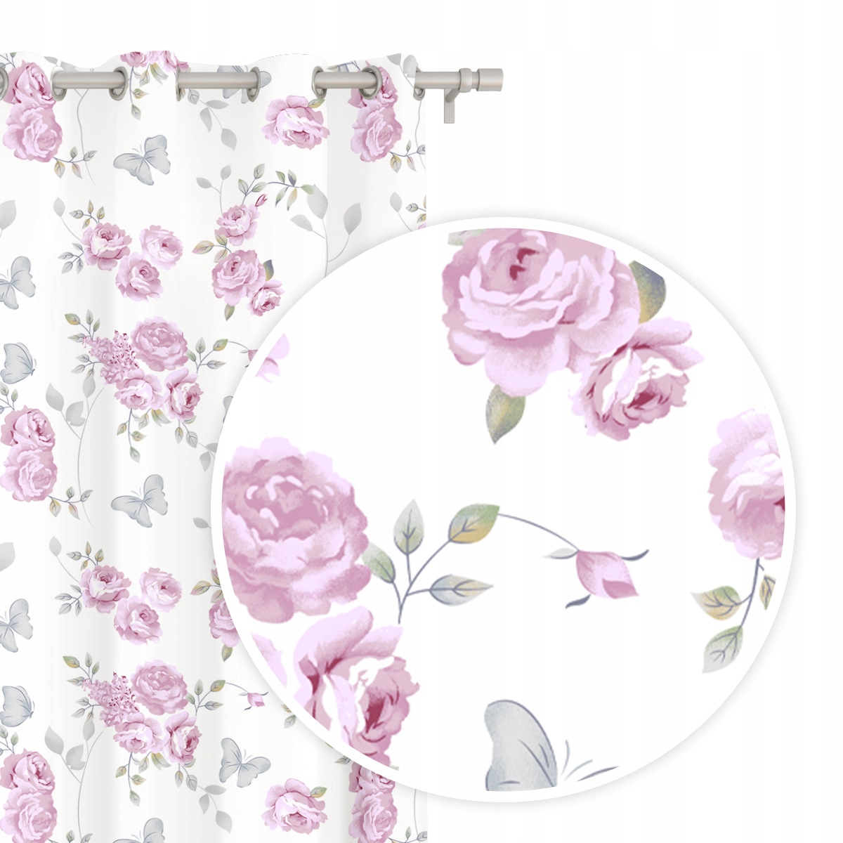 

Zasłona Gotowa 140x250 Liście Kwiaty Róże Calmia