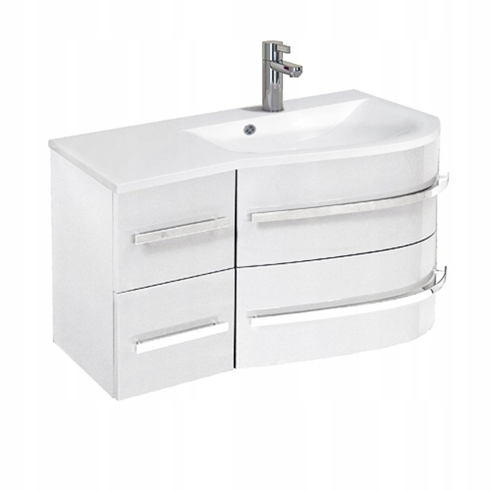 Szafka z umywalką 90 cm OPAL biała prawa