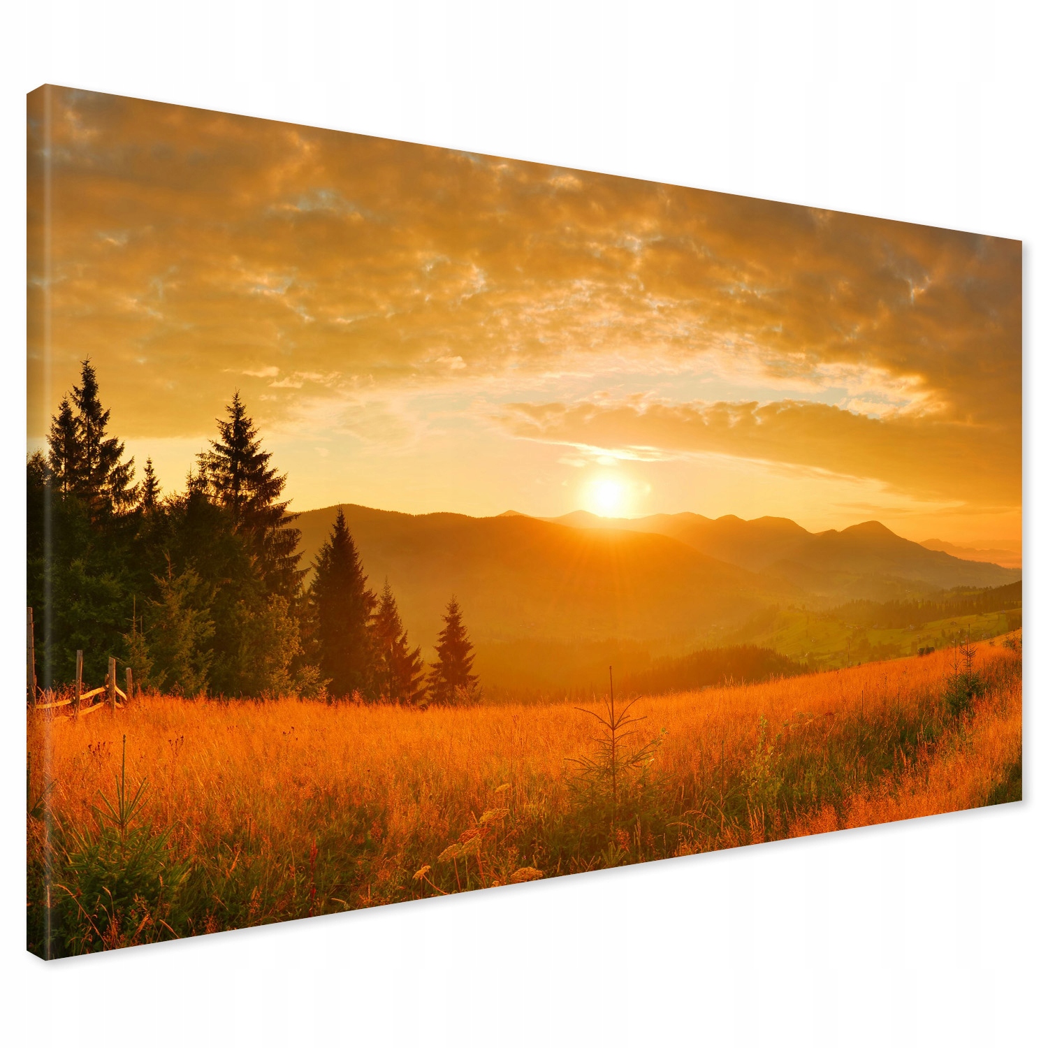 Obraz na płótnie 120x80 Góry Łąka Drzewa XXL Nowoczesny Canvas do Salonu