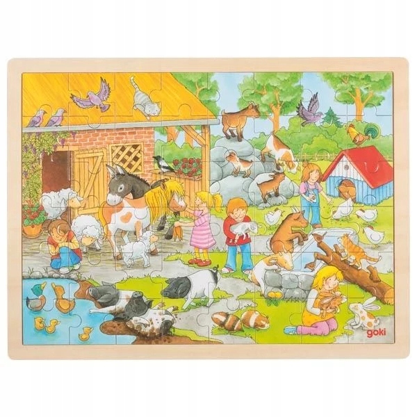 

Puzzle drewniane duże układanka farma 48 el. Goki