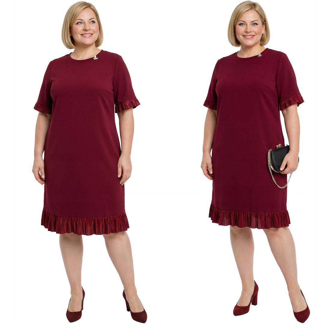 Bordó šaty s ozdobou plus size velikost 60/62