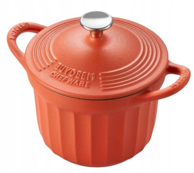 BUYDEEM Emaliowane naczynie żeliwne 1,8L, CP541, Koi Red — 5