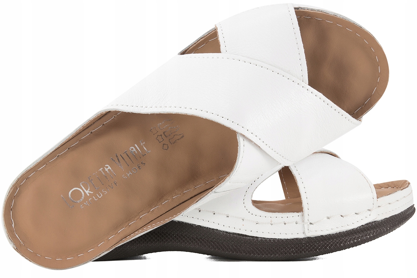 Loretta Vitale 1604 Nazouváky Koturn Kůže bílá