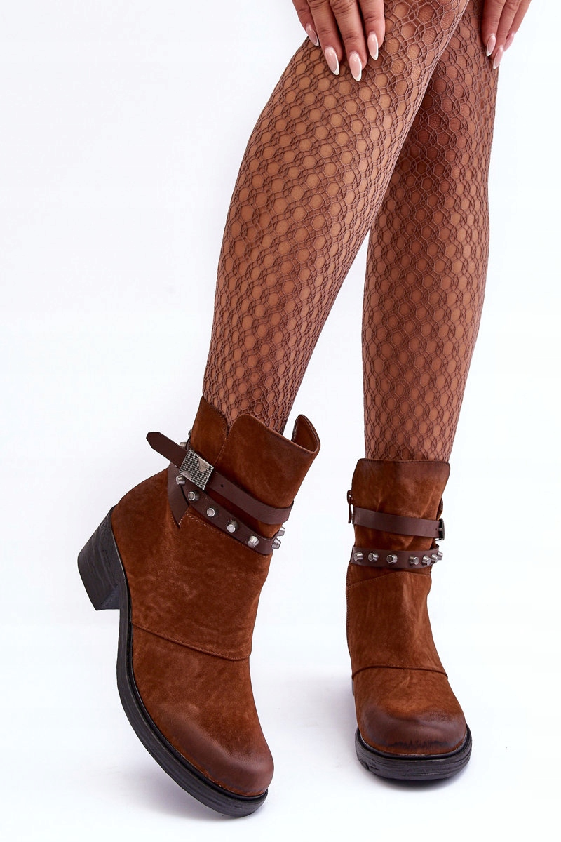 OCIEPLANE BOTKI NA OBCASIE Z SUWAKIEM CAMEL 40 Kolor brązowy