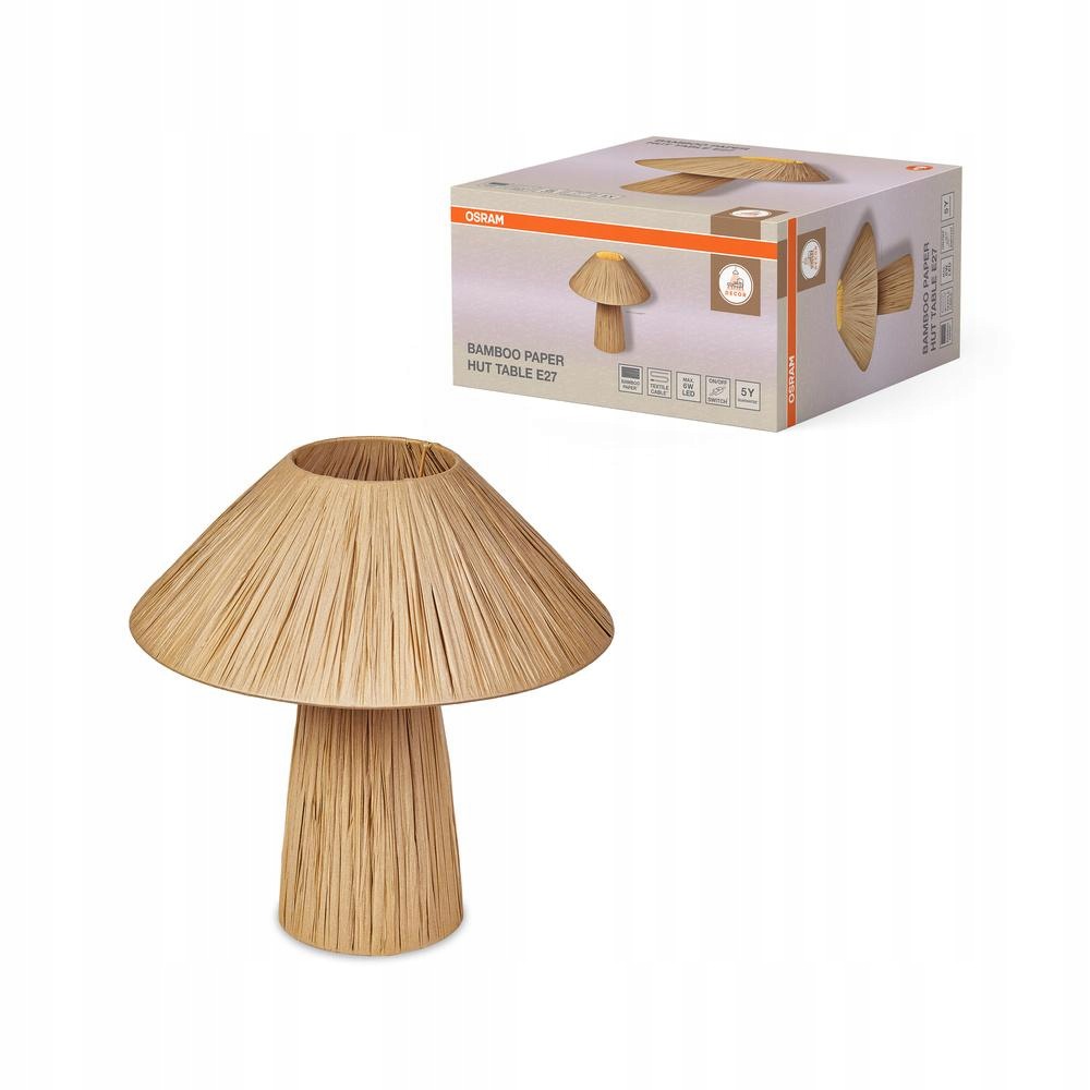 Lampa Stolová lampa E27 Dekoratívna Bambus Hnedá Decor Osram