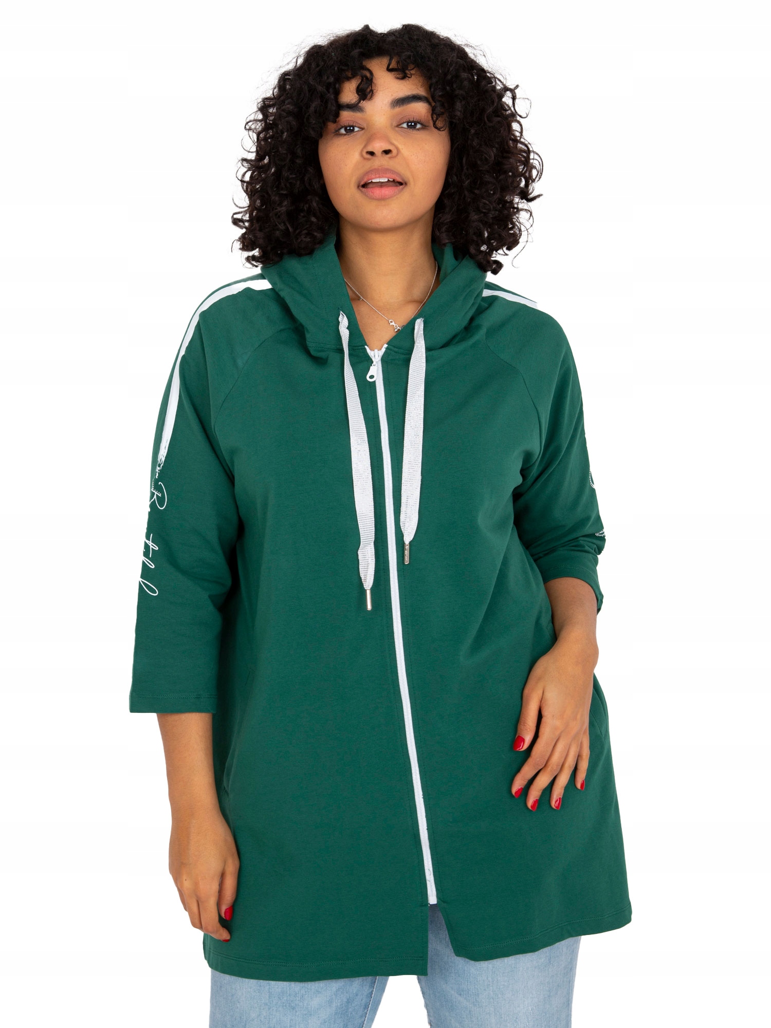 

Długa Bluza Damska Dresowa Plus Size z kapturem
