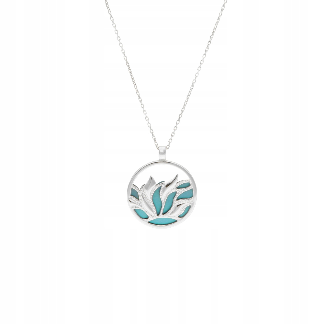 Náhrdelník lotosový květ tyrkysový titan stříbro