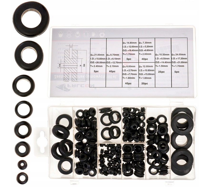 GUMOVÉ PRŮCHODKY SADA GUMOVÝCH PRŮCHODEK SMĚS 180 KS ZÁTEK DO OTVORŮ