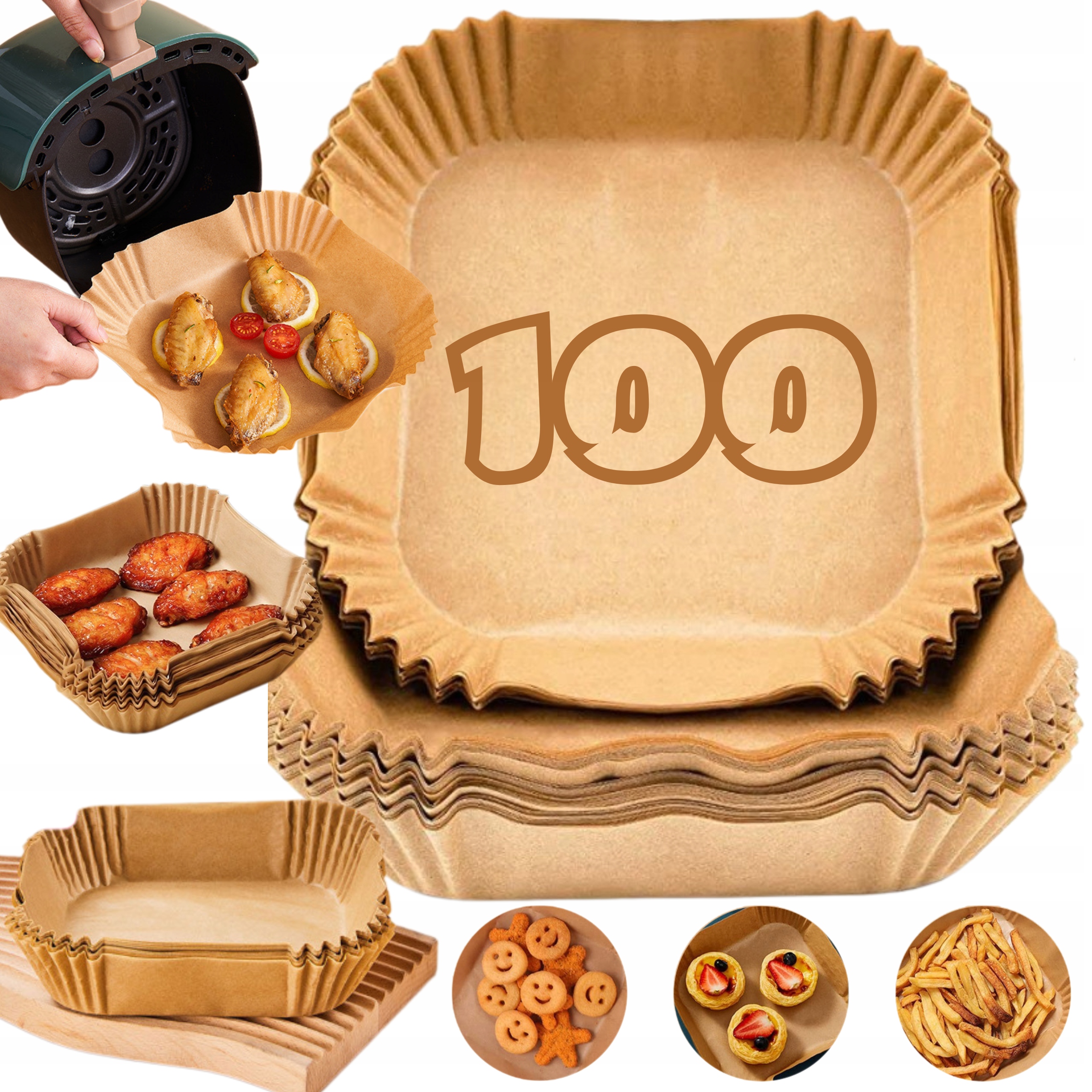 100X ЗАПРАВКА ВОЗДУХА ФРИТЮРНИЦА БУМАЖНЫЕ ЗАПРАВКИ ДЛЯ ОБЕЗЖИРЕННОЙ ФРИТЮРНИЦЫ