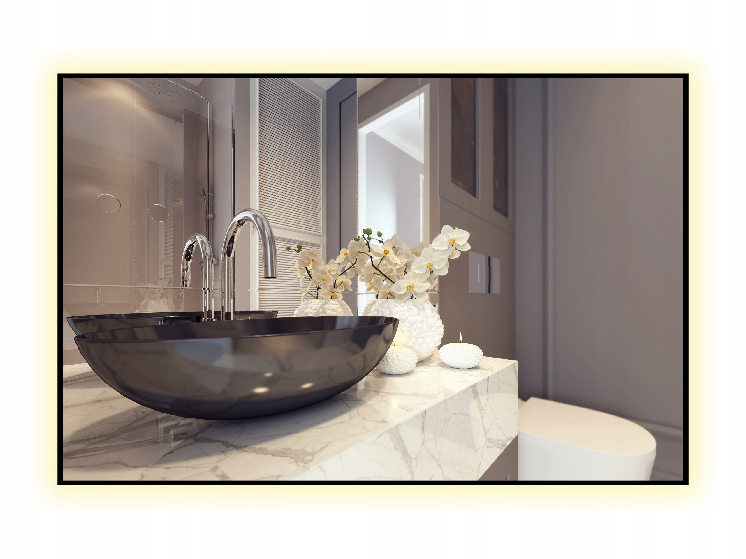 Зеркало с подсветкой LED 50x40 алюминиевая рама