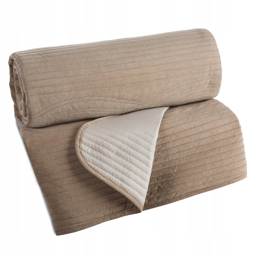 Dekorativní přehoz VELVET2 170x210 béžový prošívaný s geometrickým vzorem