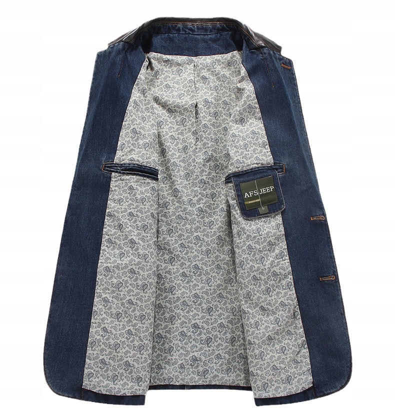 MODA MĘSKA KURTKA JEANSOWA MARYNARKA KLASYCZNAS Wzór dominujący bez wzoru