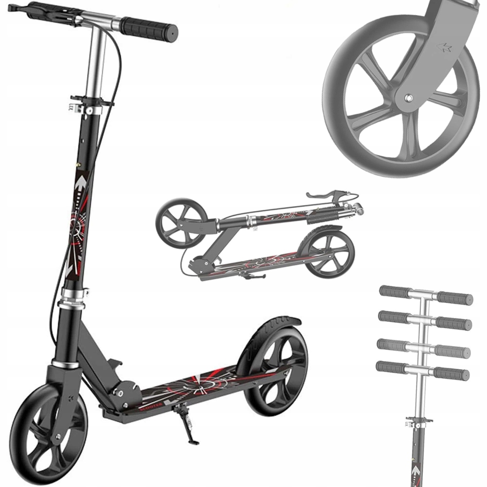 Duża składana miejska hulajnoga 78-104cm hamulec ręczny dwukołowa