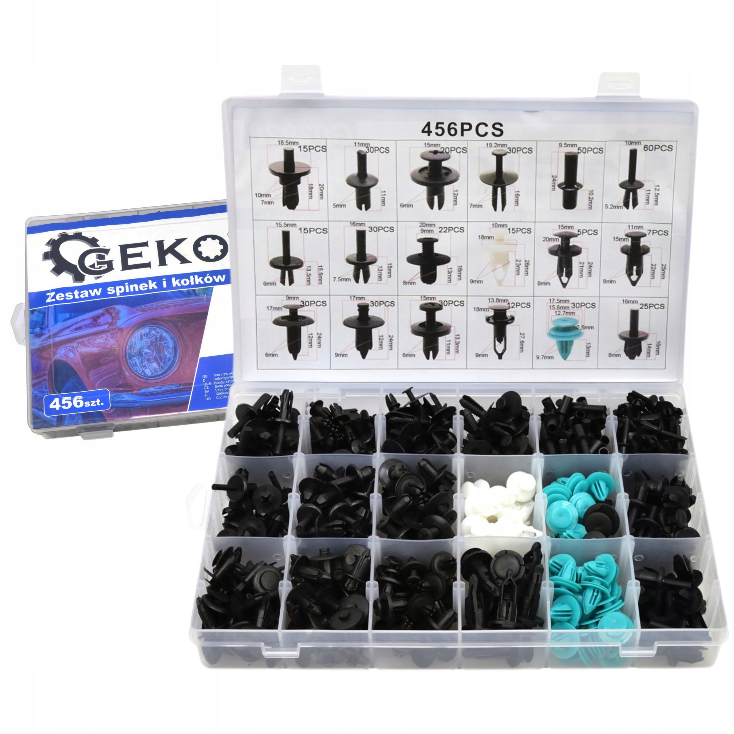 SPINKI KOŁKI ZACZEPY SAMOCHODOWE ZESTAW 456EL